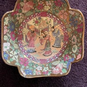 Floral Decorative Bowl with Asian Motif
